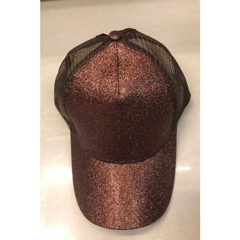Wholesale Cotton Back Opening Sequin Ponytail Baseball Caps